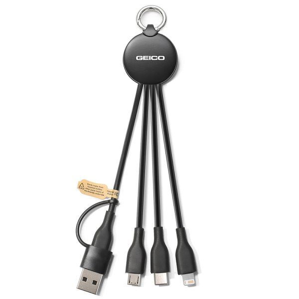 Jasper - GRS Certified Recycled Illuminating 6-in-1 USB Charging Cable