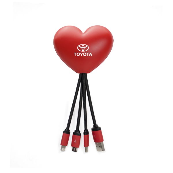 SqueezieCords - Heart Shaped Stress Ball with Charging Cables