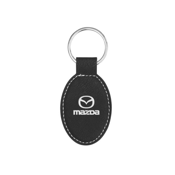 Oval Vegan Leather Keychain