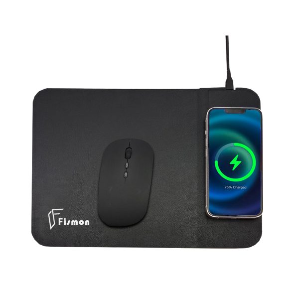 15W GRS Certified Recycled Wireless Mouse Pad with Phone Holder