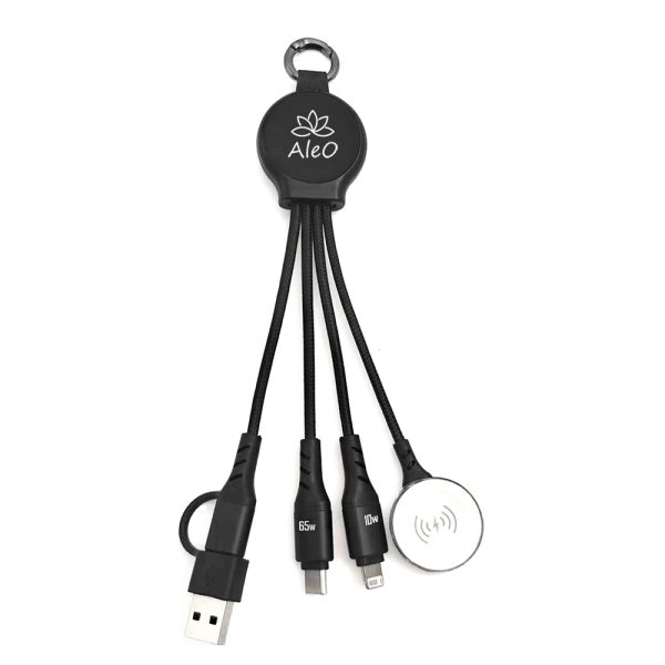 Smart Watch Charger 65W 6-in-1 Charging Cable with Illuminating Logo & Data Transfer