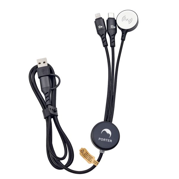 Smart Watch Charger 65W 6-in-1 Charging Cable with Illuminating Logo & Data Transfer - XL