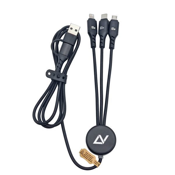 6-in-1 Illuminating Logo 65W Charging Cable with Data Transfer - XL
