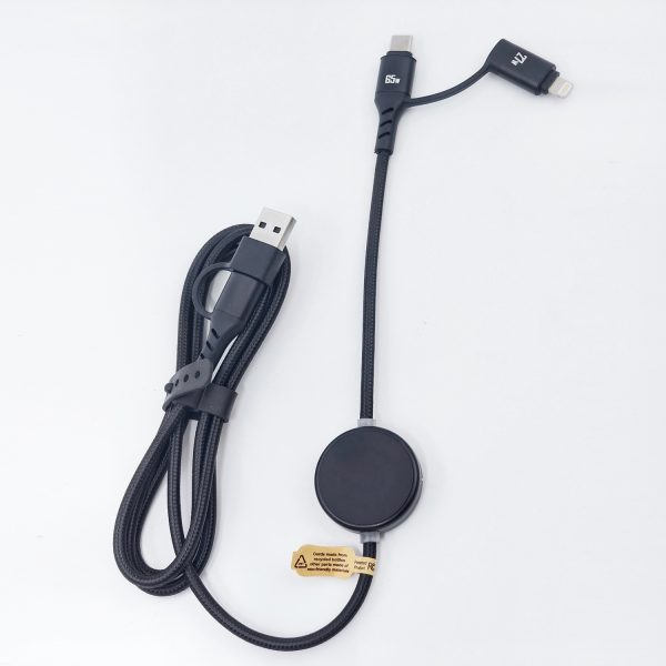 65W 4-in-1 Charging Cable with Data Transfer and Illuminating Logo On-Off Switch - XL