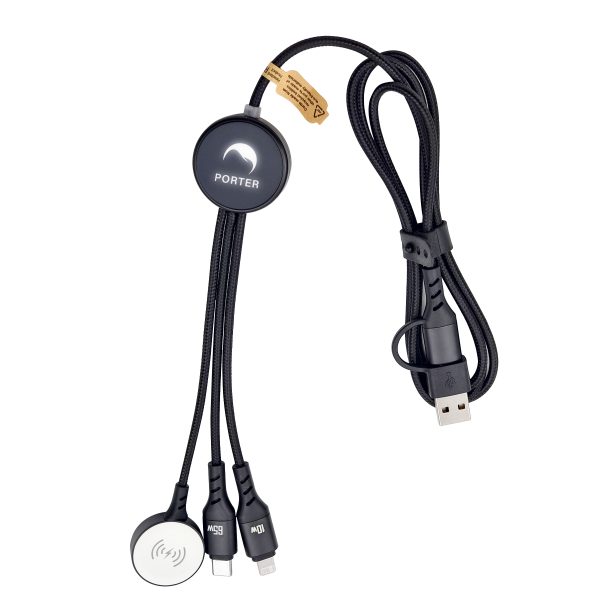 Smart Watch Charger 65W 6-in-1 Charging Cable with Illuminating Logo & Data Transfer - XL