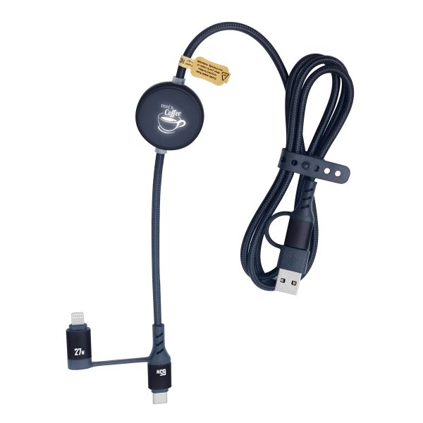 65W 4-in-1 Charging Cable with Data Transfer and Illuminating Logo On-Off Switch - XL